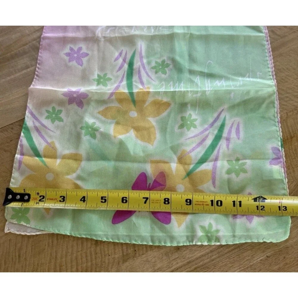 VTG Tsiakiris Designer Scarf 100% Silk Pastel Floral Print 56” X 13” Artsy EVC